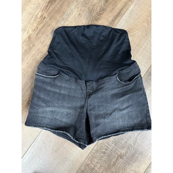 Isabel Maternity‎ Midi Short Size 12 Black Full Panel 4" Inseam - Picture 1 of 8
